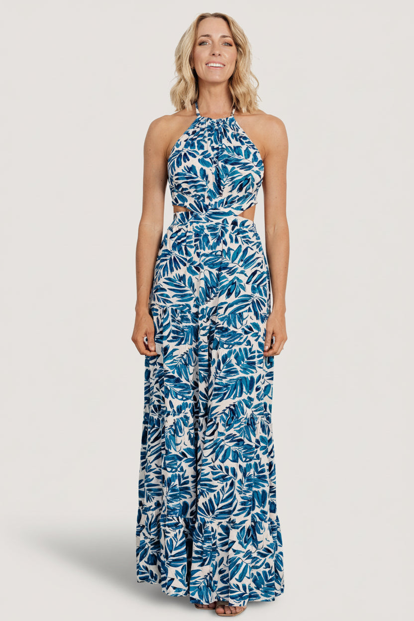 Brett Halter Maxi Dress | Cobalt Print - Image 4
