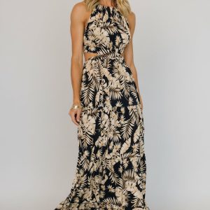 Brett Halter Maxi Dress | Navy Print