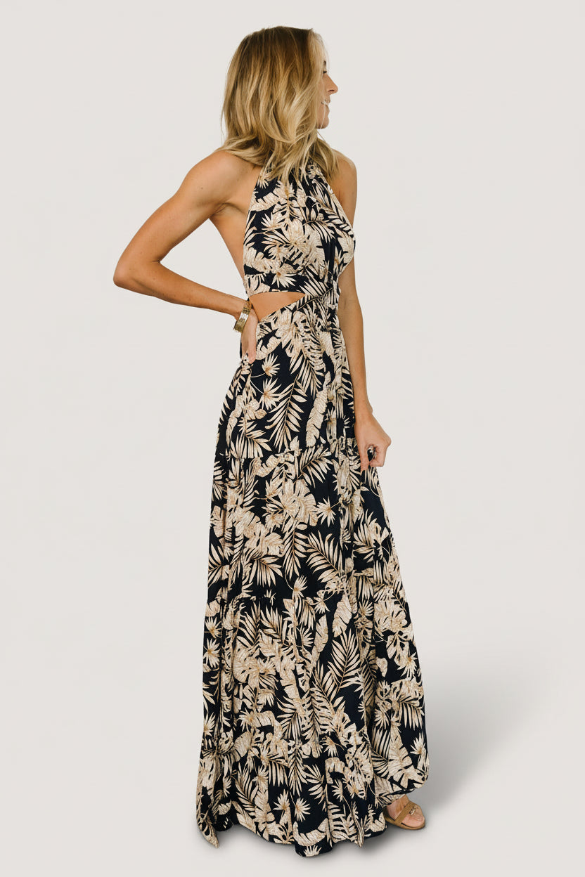 Brett Halter Maxi Dress | Navy Print - Image 2