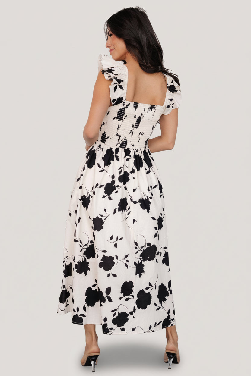 Bridget Midi Dress | Ivory + Black Floral - Image 4