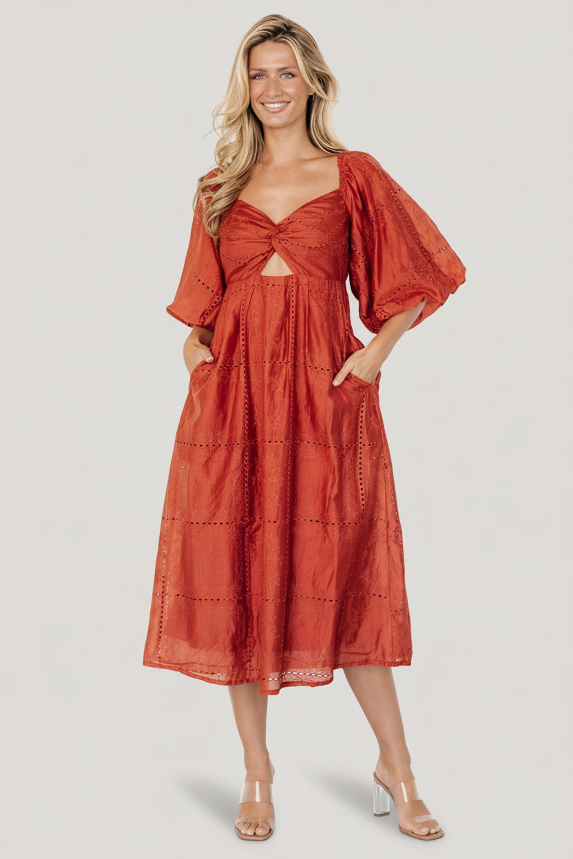 Brynn Midi Dress | Rust