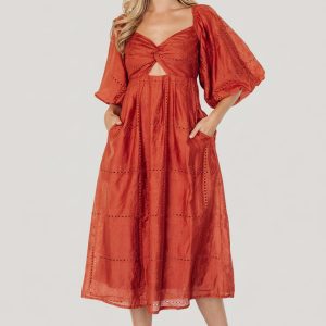Brynn Midi Dress | Rust