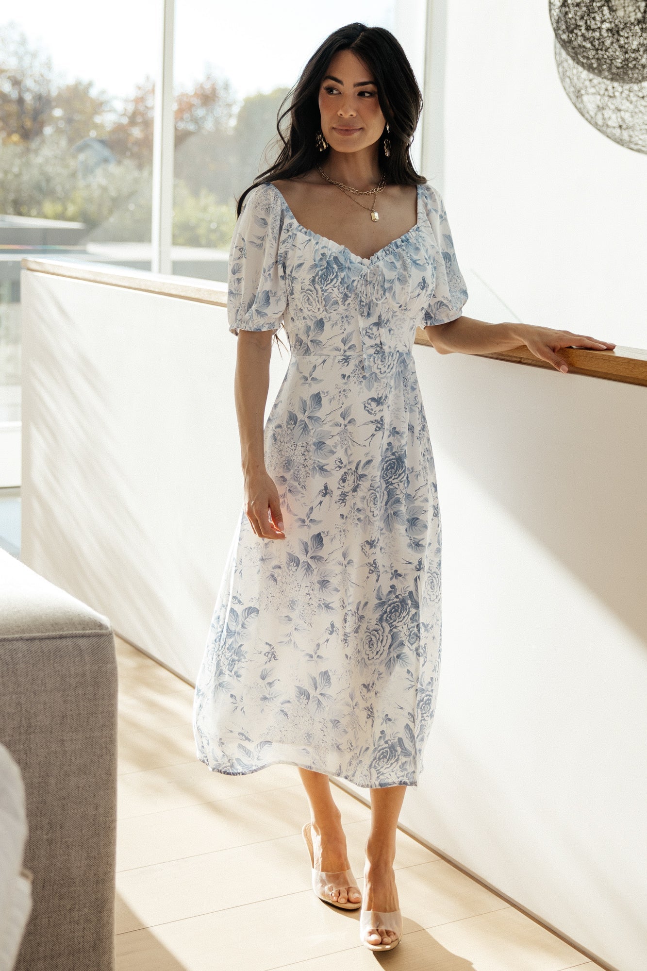 Cadence Midi Dress | Blue Floral - Image 3