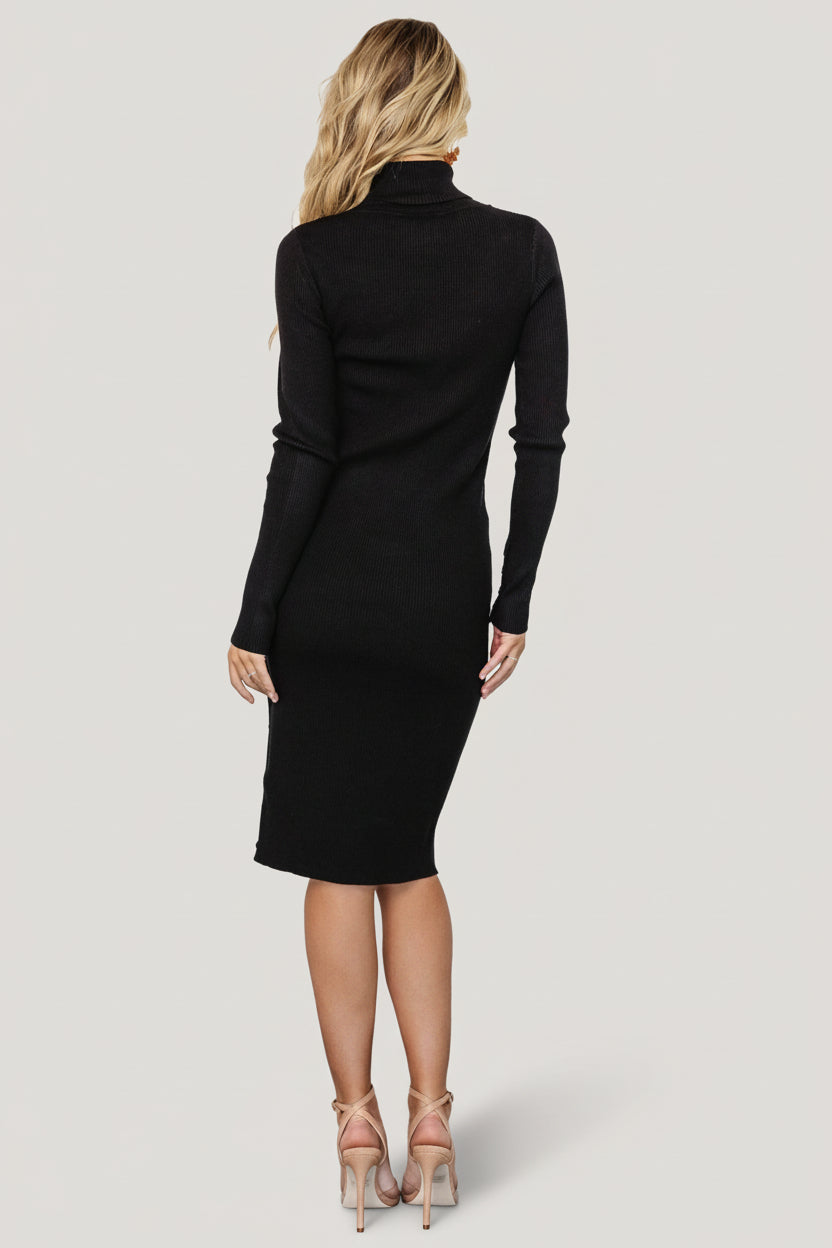 Caldwell Ribbed Turtleneck Midi Dress | Black - Image 6