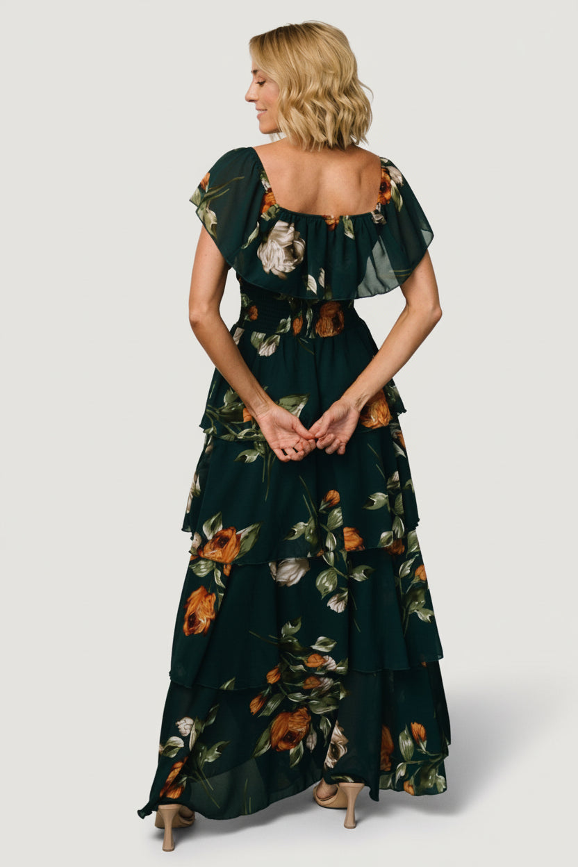 Carina Off Shoulder Maxi Dress | Deep Topaz Floral - Image 4