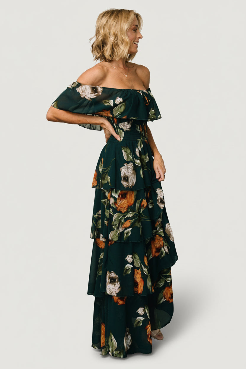 Carina Off Shoulder Maxi Dress | Deep Topaz Floral - Image 5