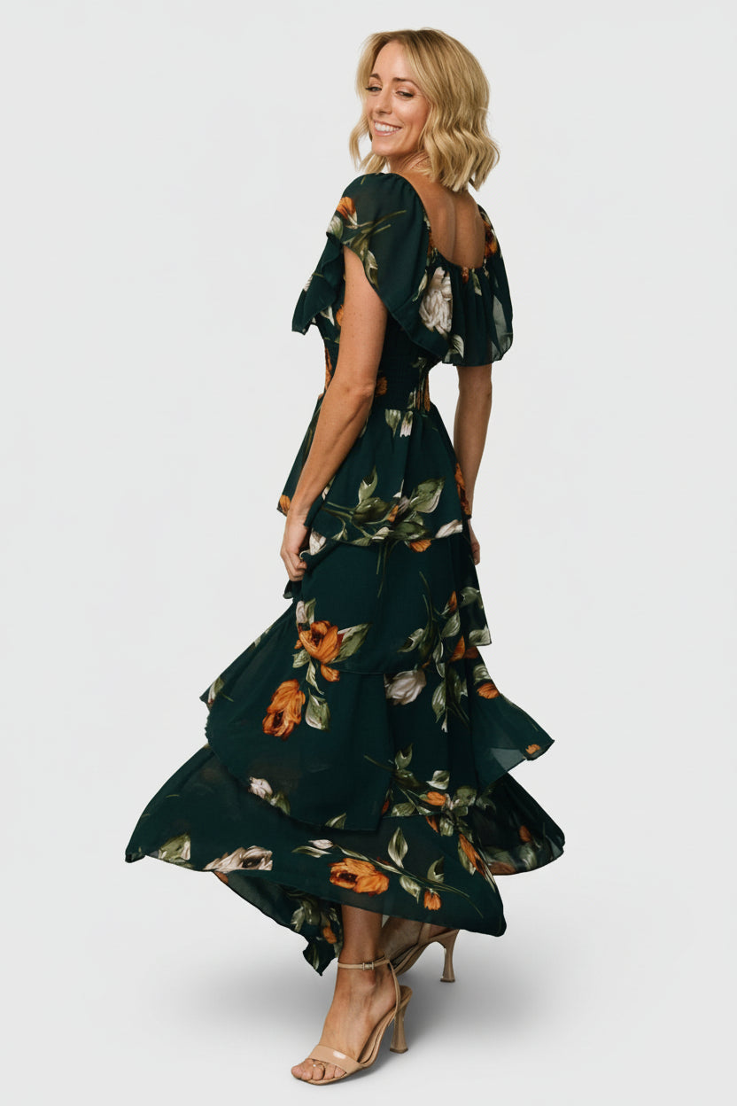 Carina Off Shoulder Maxi Dress | Deep Topaz Floral - Image 3