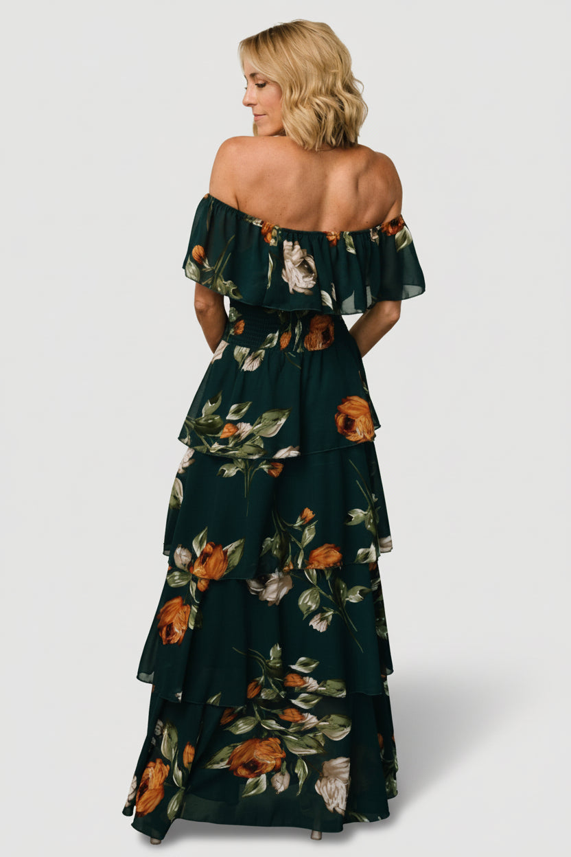 Carina Off Shoulder Maxi Dress | Deep Topaz Floral - Image 6