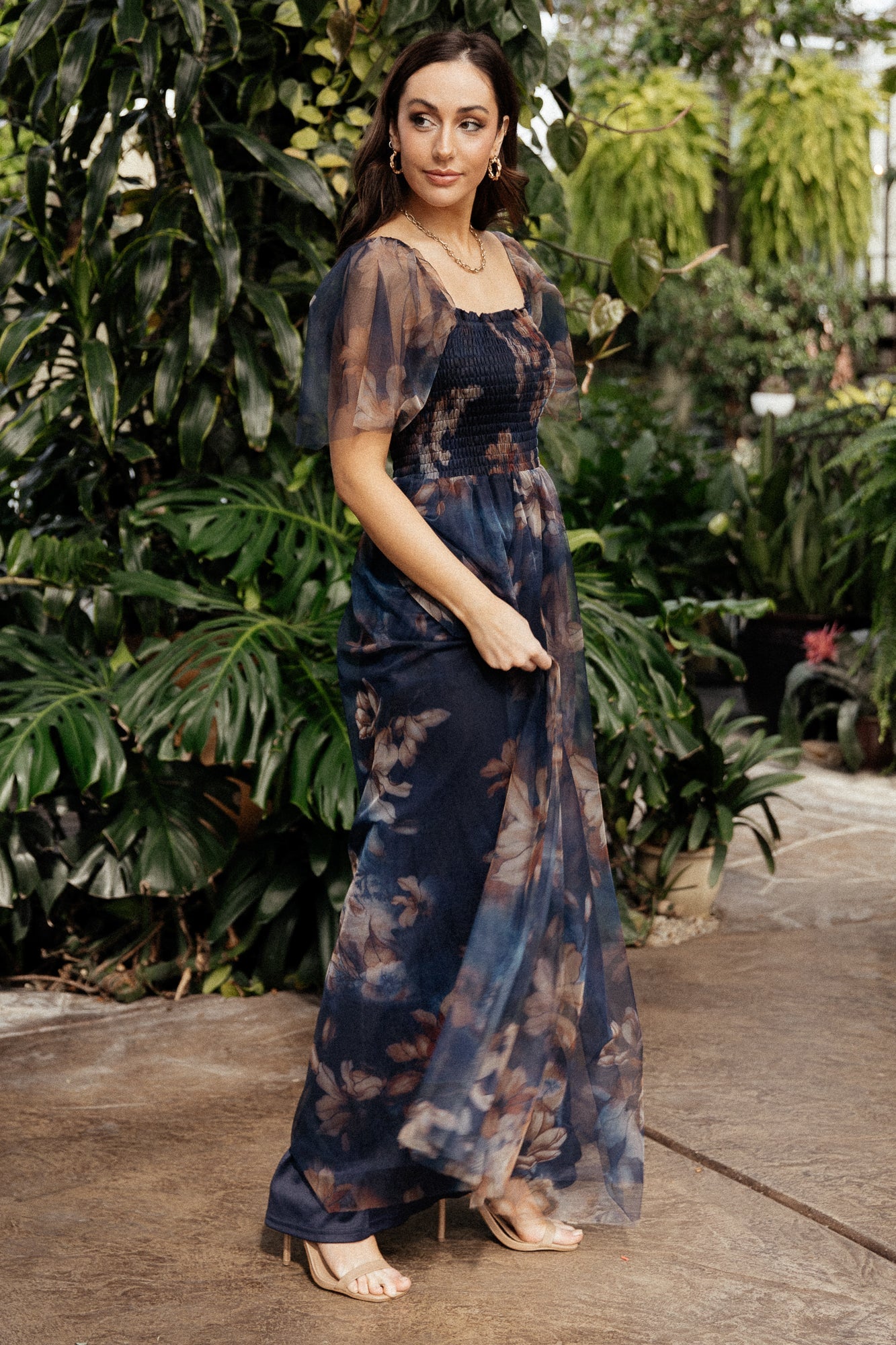 Cassandra Tulle Maxi Dress | Dark Blue Floral - Image 6