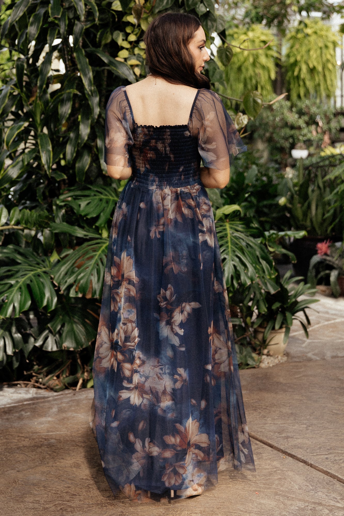 Cassandra Tulle Maxi Dress | Dark Blue Floral - Image 10