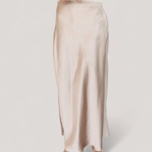 Celeste Satin Midi Skirt | Champagne