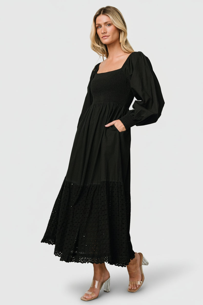 Chandler Eyelet Maxi Dress | Black - Image 4