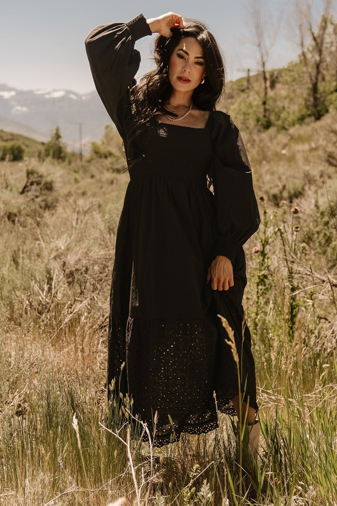 Chandler Eyelet Maxi Dress | Black - Image 3