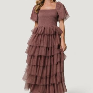 Cherise Tulle Tiered Dress | Dusty Lavender