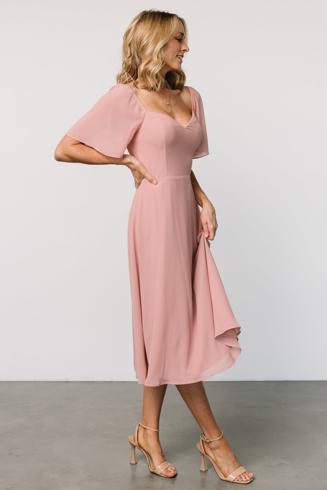 Colette Sweetheart Midi Dress | Blush - Image 3