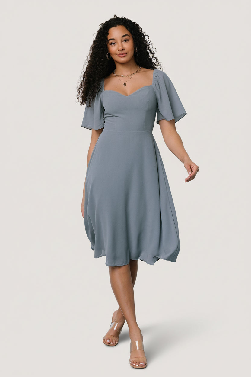 Colette Sweetheart Midi Dress | Dusty Blue - Image 5