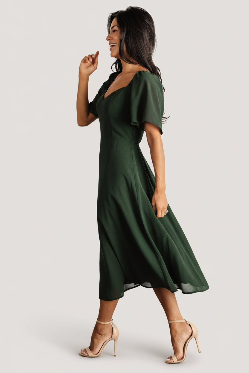 Colette Sweetheart Midi Dress | Evergreen - Image 6