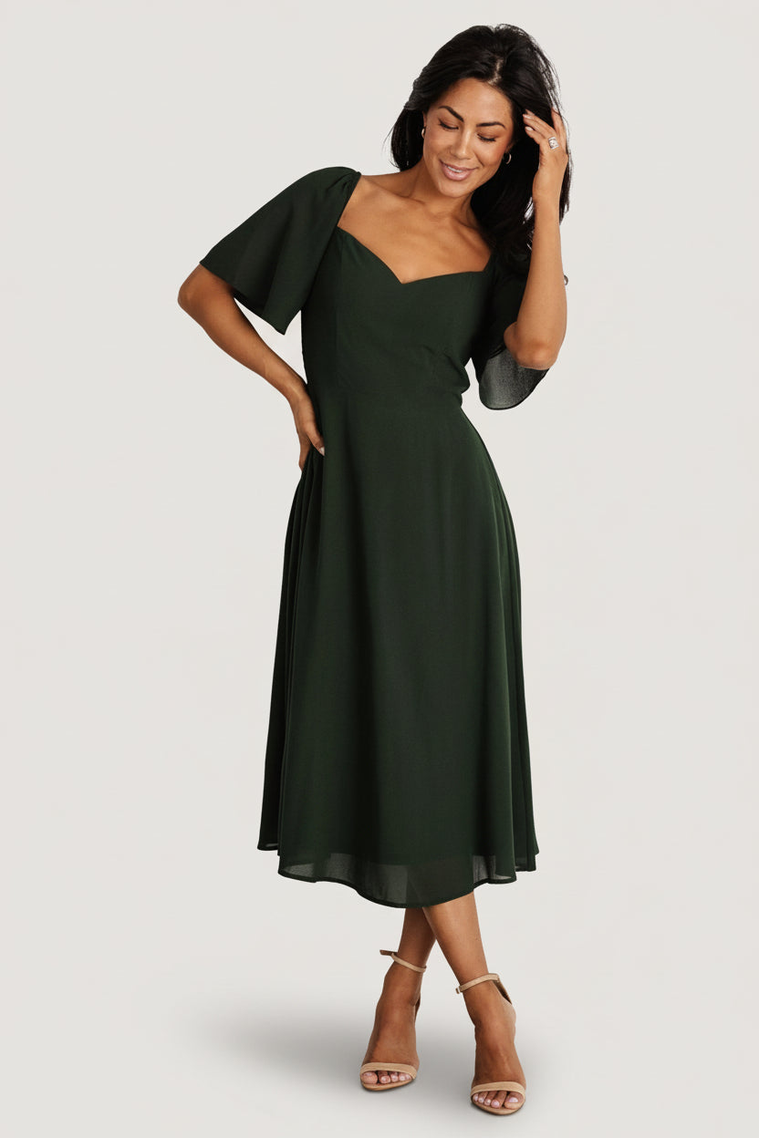 Colette Sweetheart Midi Dress | Evergreen - Image 7