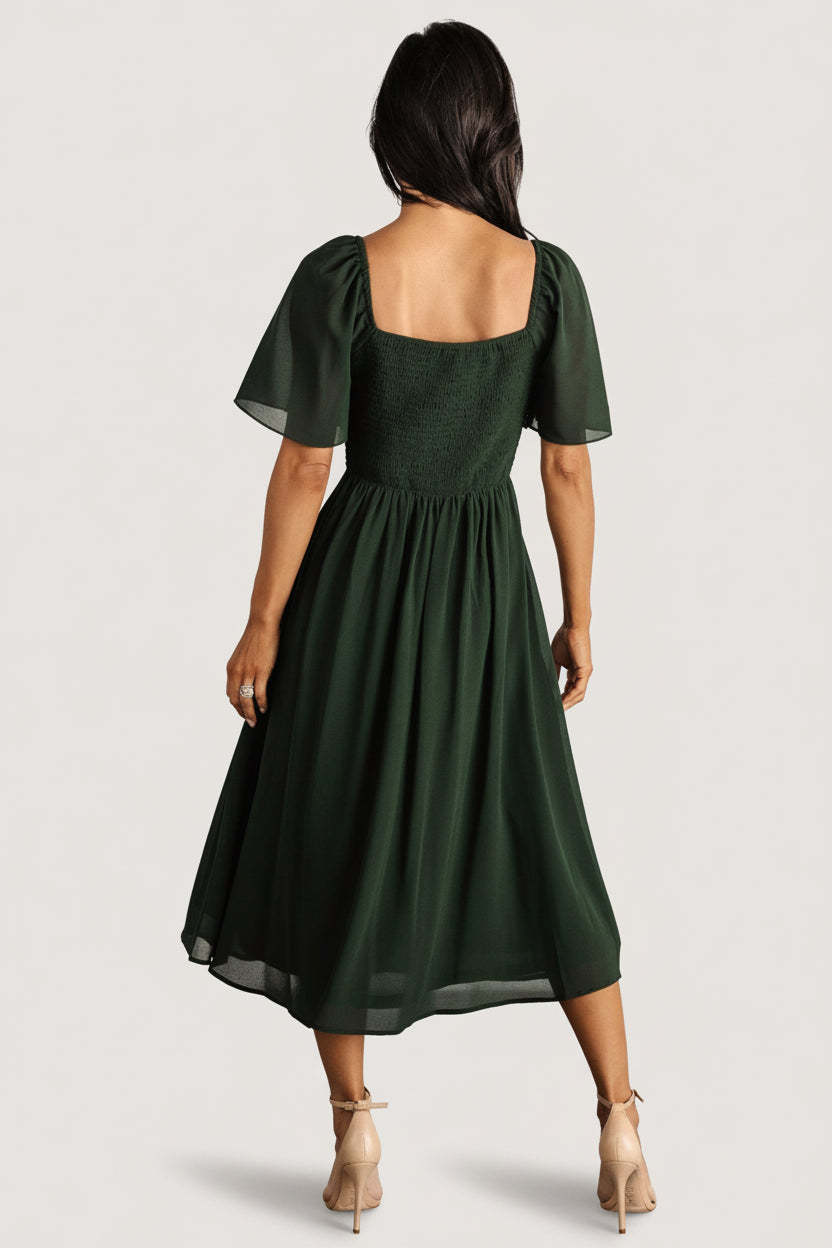 Colette Sweetheart Midi Dress | Evergreen - Image 5