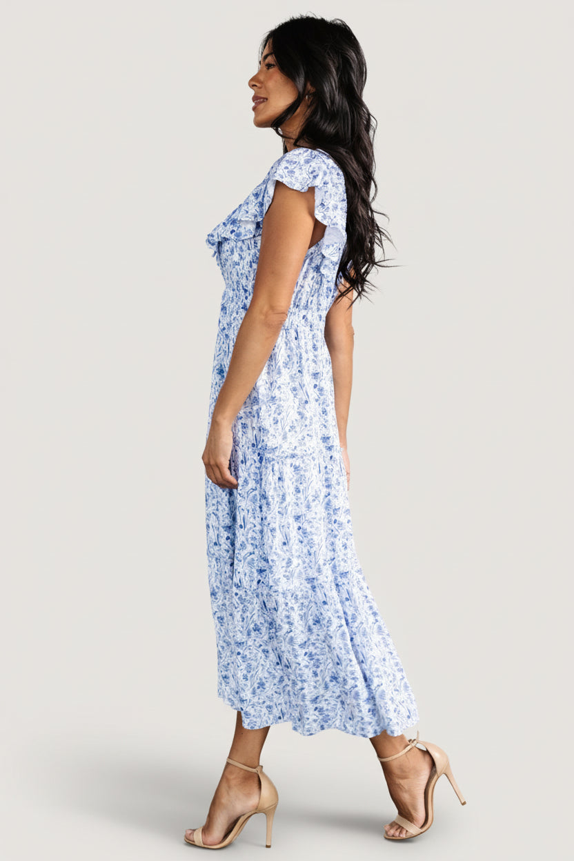 Crete Midi Dress | Blue + White - Image 6