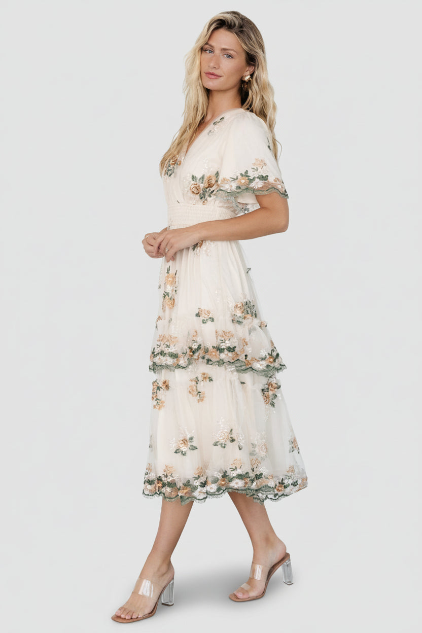 Cynthia Midi Dress | Cream Floral - Image 3