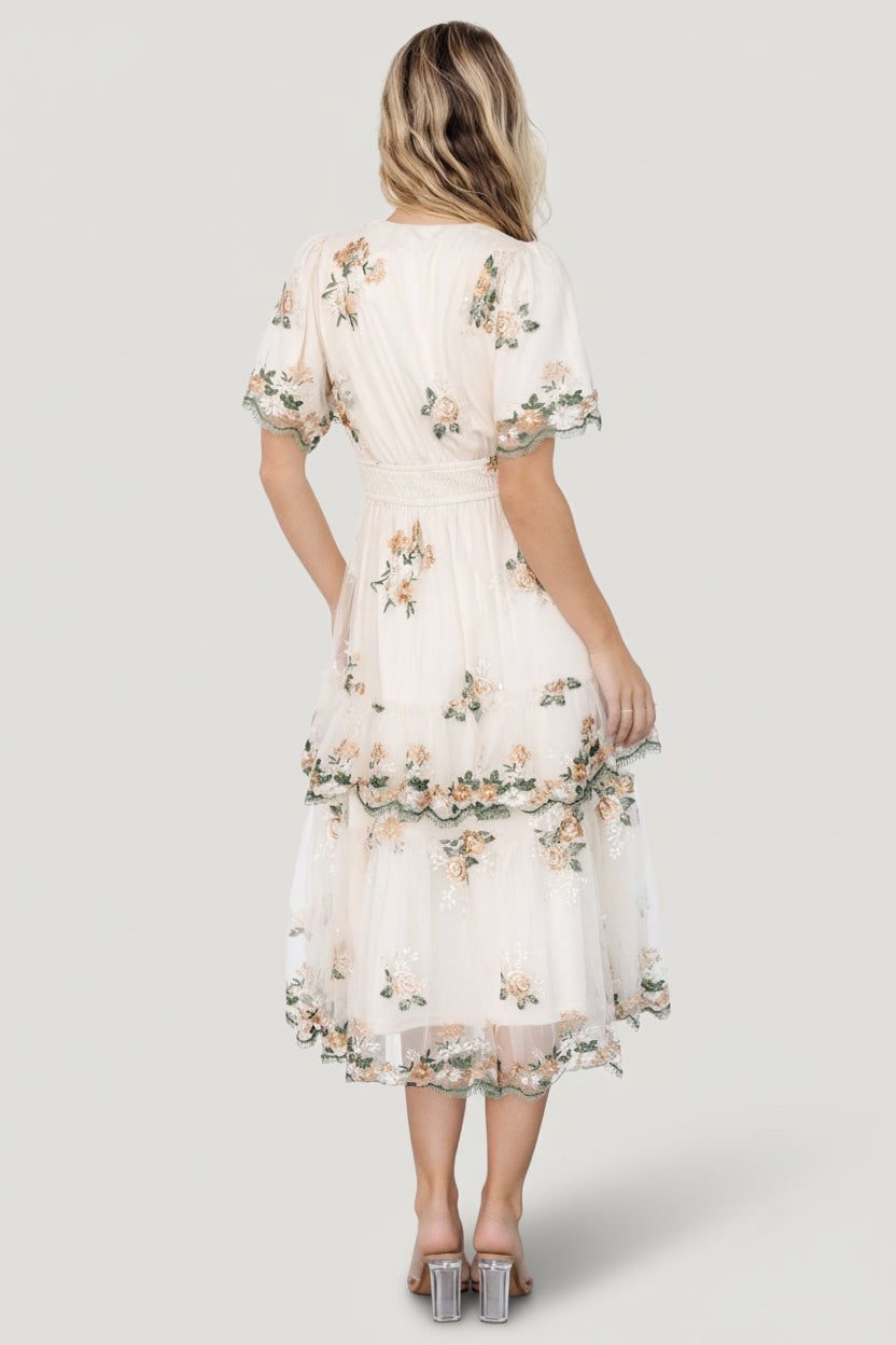 Cynthia Midi Dress | Cream Floral - Image 4