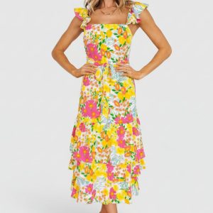 Dani Ruffle Tiered Midi Dress | Multi Floral
