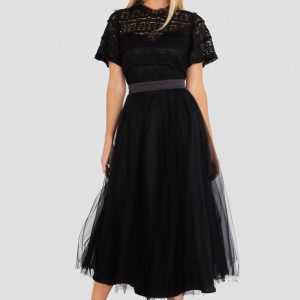 Darcy Tulle Midi Dress | Black