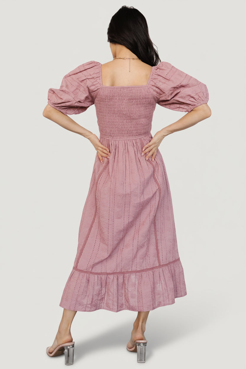 Delaney Eyelet Dress | Dusty Mauve - Image 4