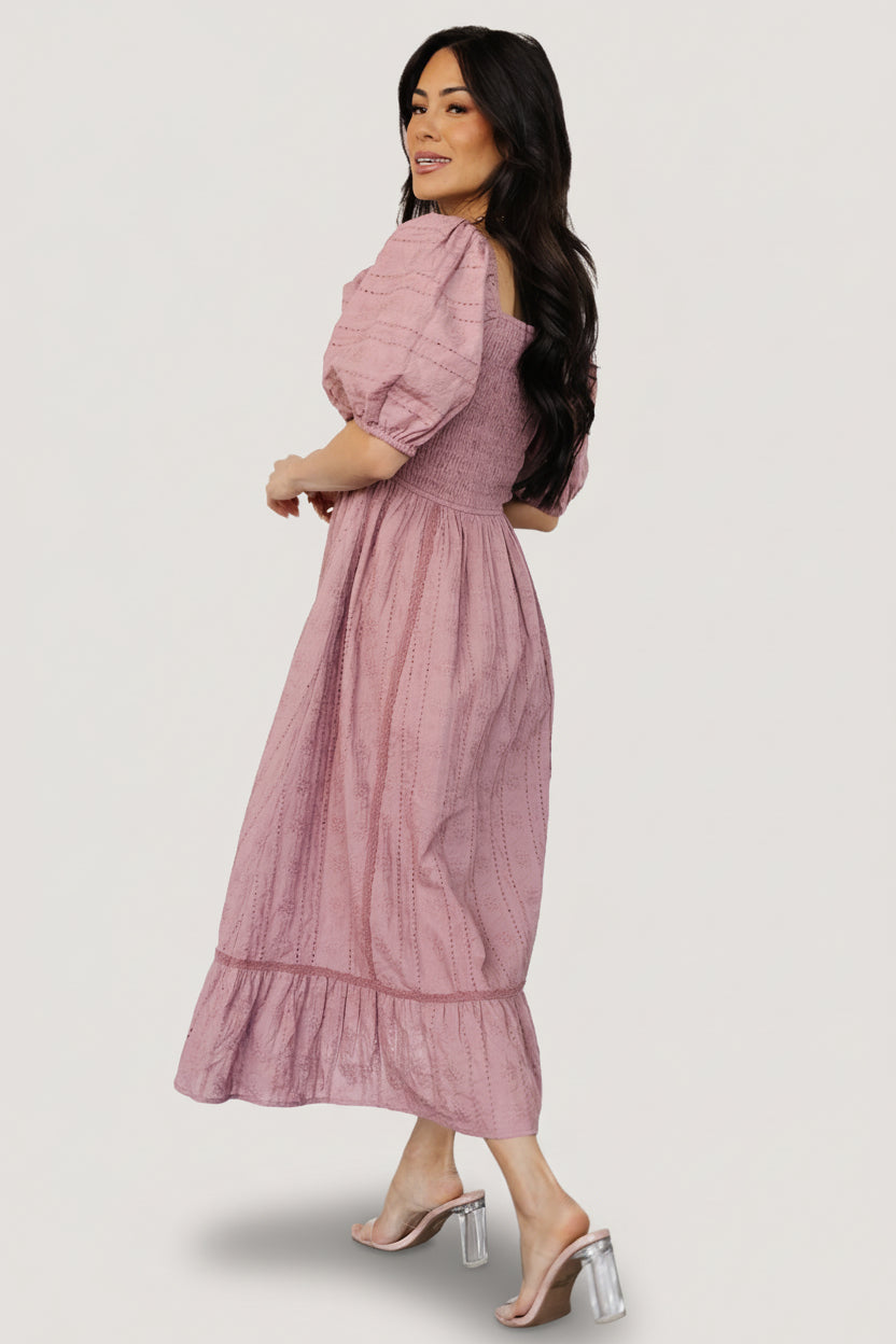 Delaney Eyelet Dress | Dusty Mauve - Image 3