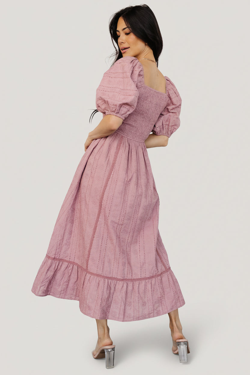 Delaney Eyelet Dress | Dusty Mauve - Image 5