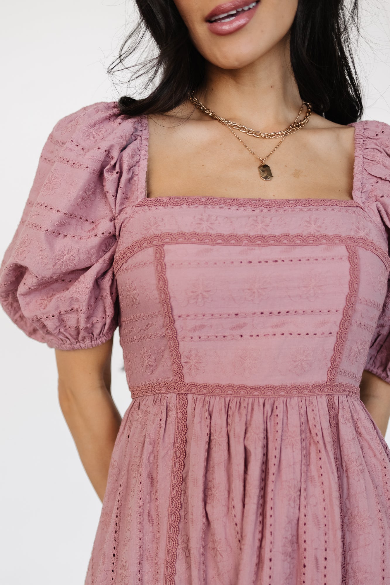 Delaney Eyelet Dress | Dusty Mauve - Image 2