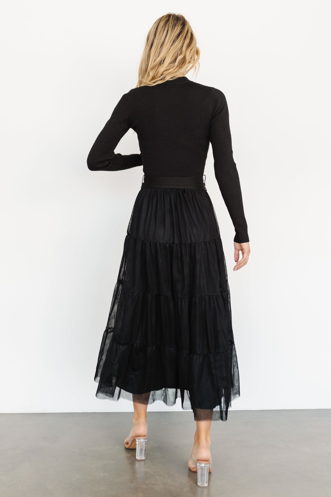 Demi Sweater Tulle Dress | Black - Image 4