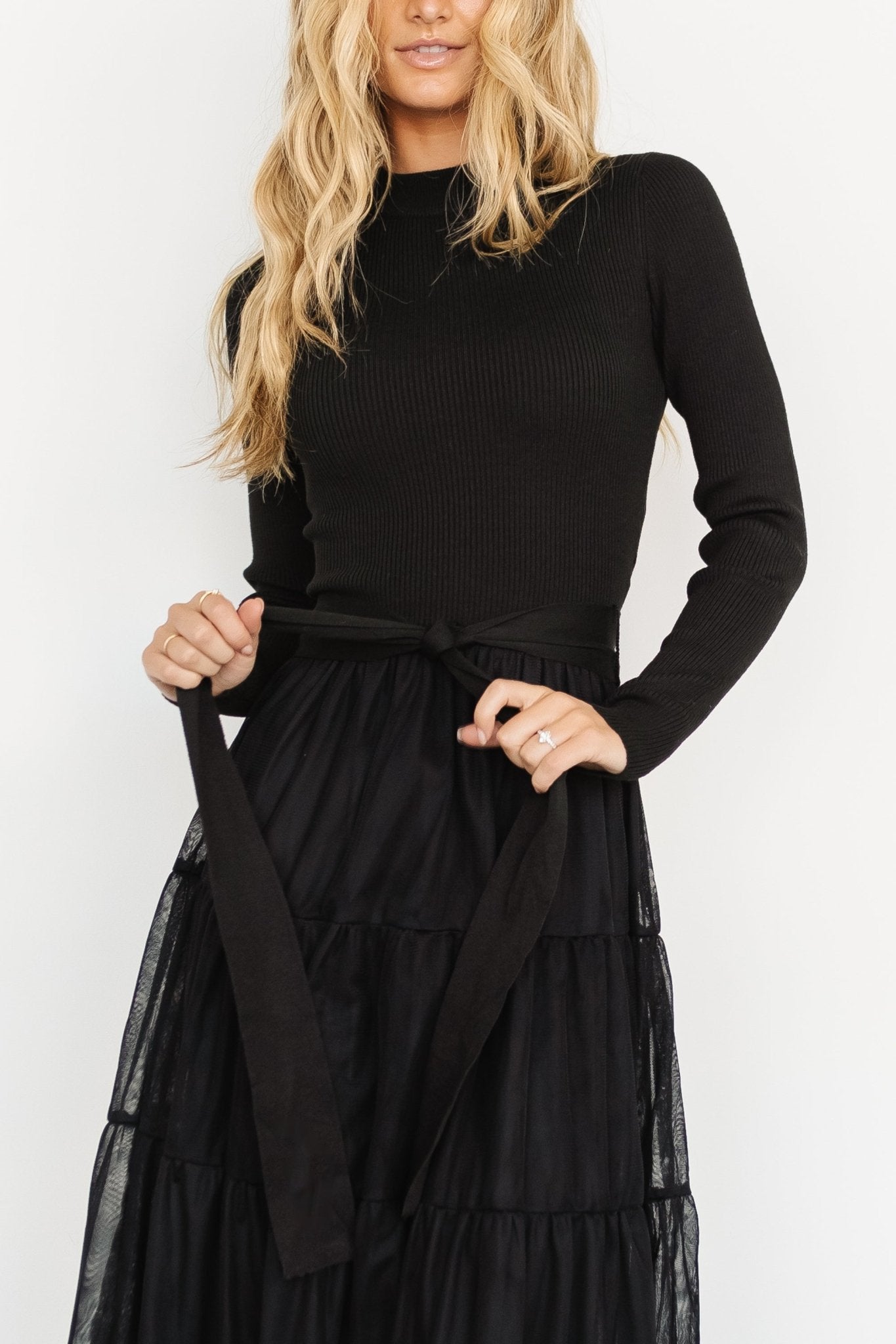 Demi Sweater Tulle Dress | Black - Image 2