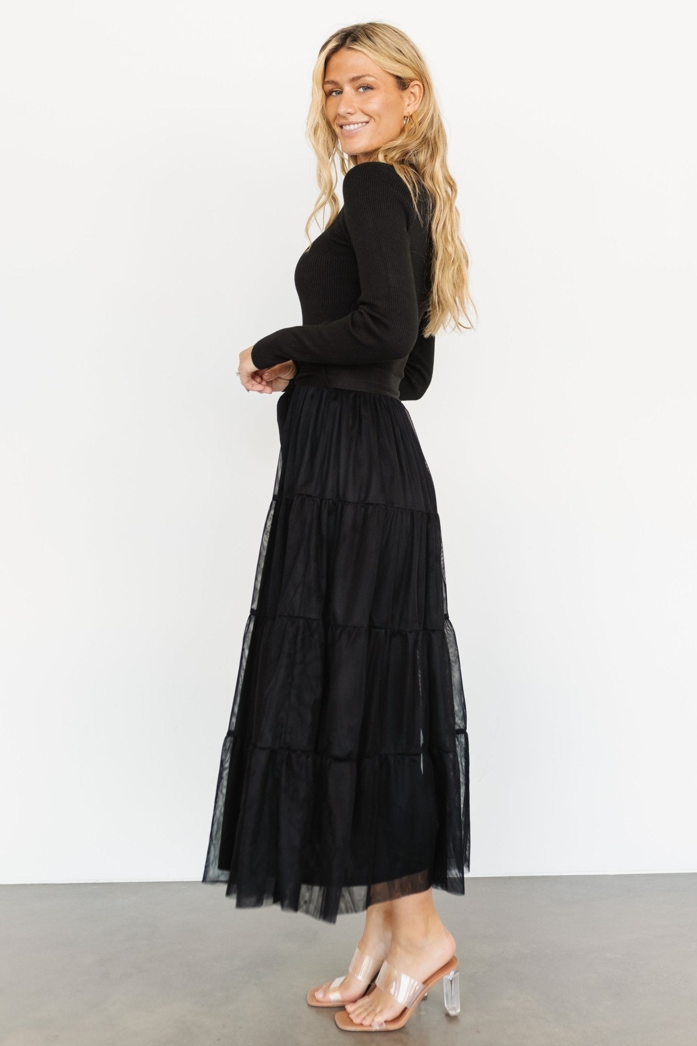 Demi Sweater Tulle Dress | Black - Image 3