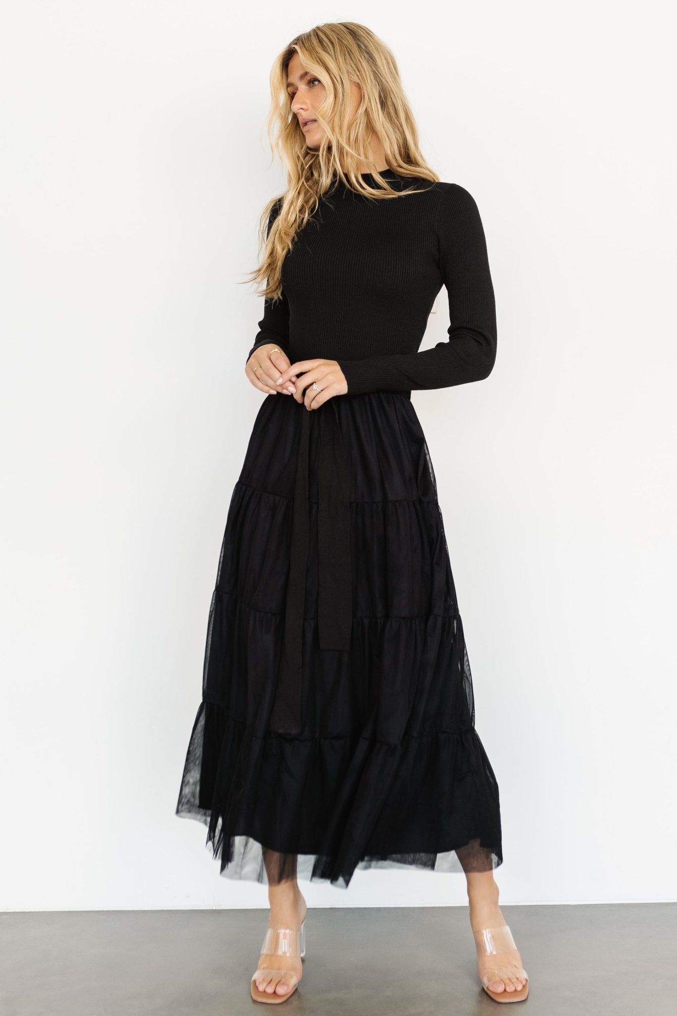 Demi Sweater Tulle Dress | Black - Image 6