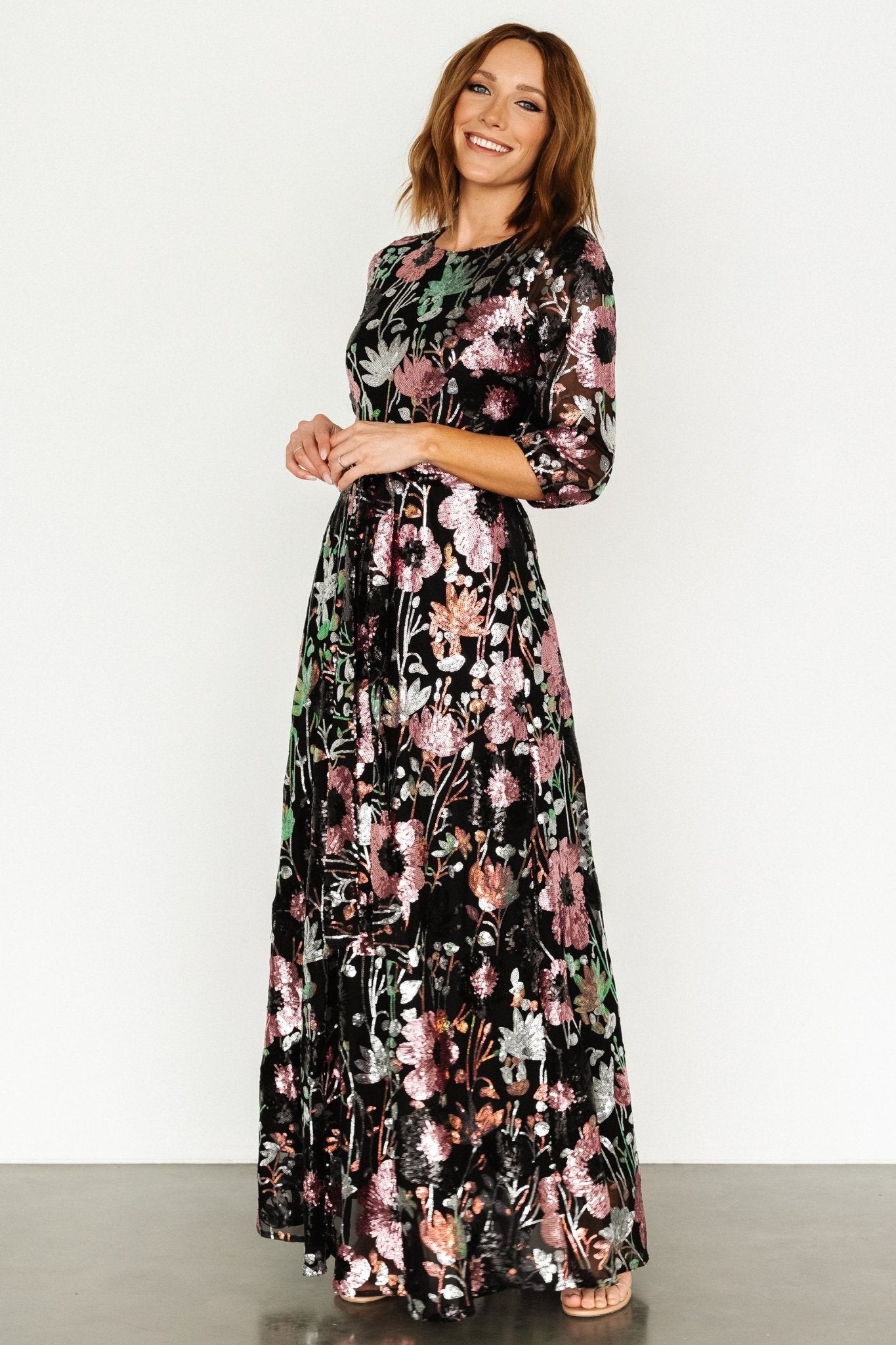 Destiny Sequin Maxi Dress | Black Multi - Image 7