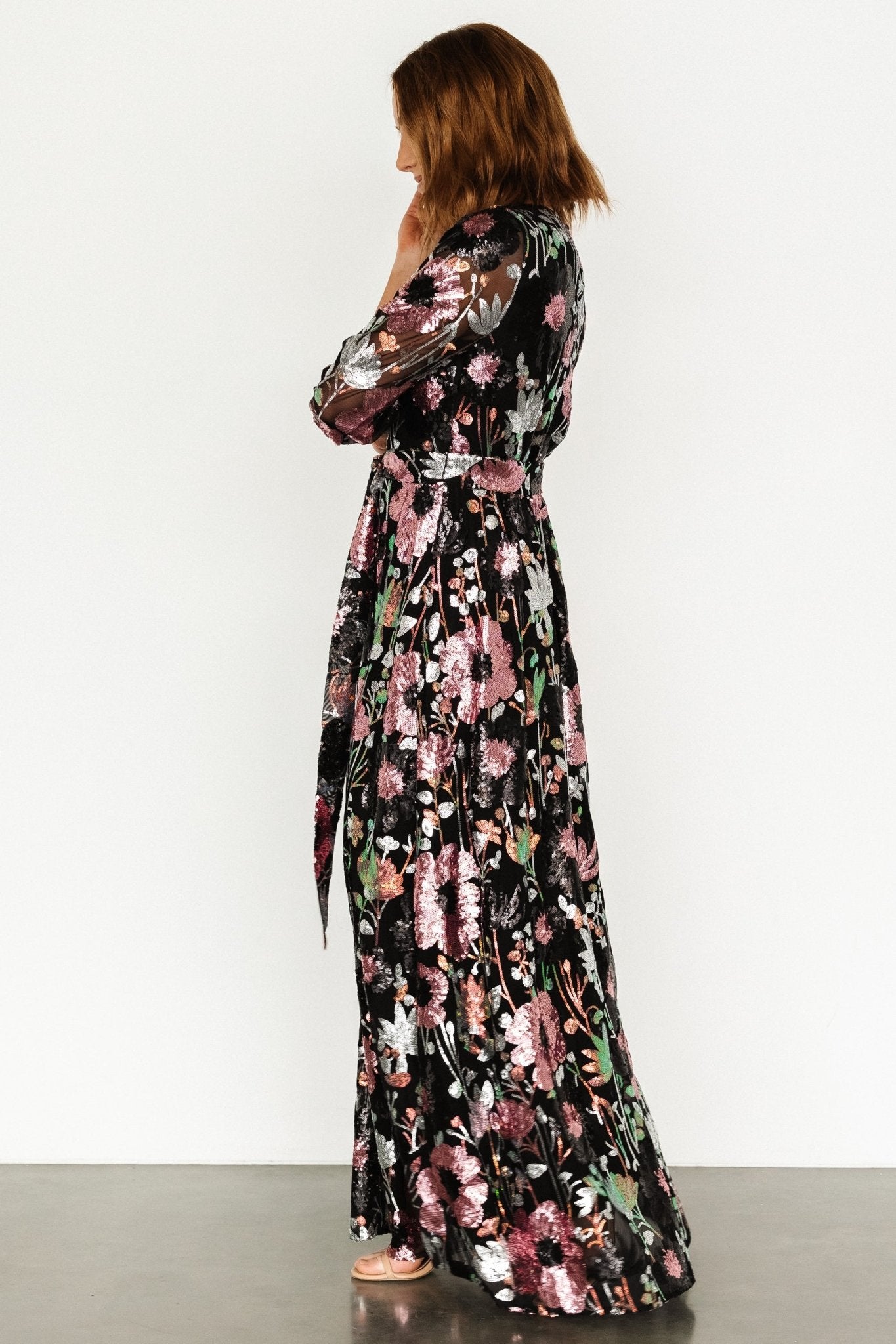 Destiny Sequin Maxi Dress | Black Multi - Image 3
