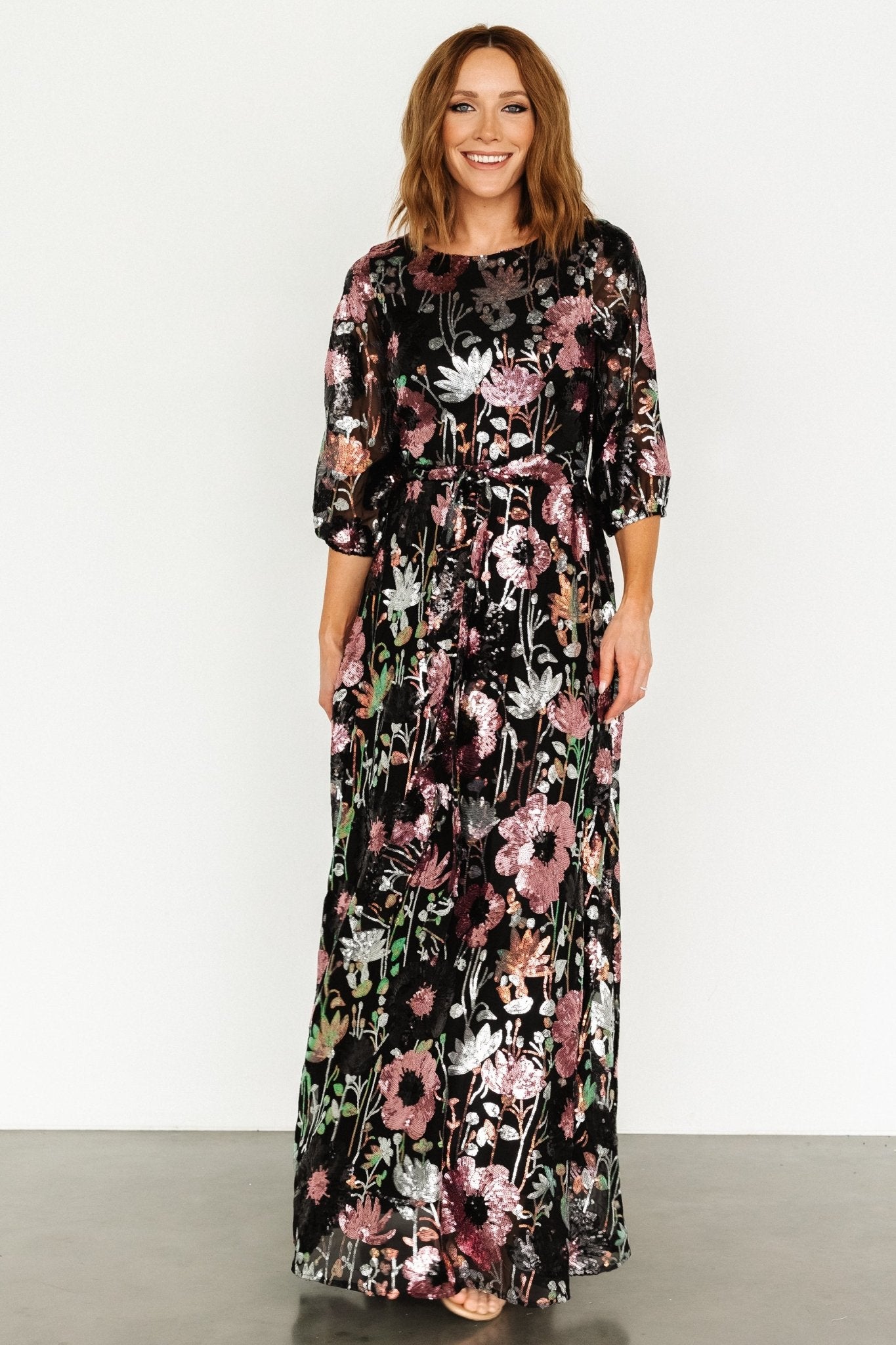 Destiny Sequin Maxi Dress | Black Multi - Image 4