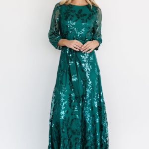 Destiny Sequin Maxi Dress | Emerald