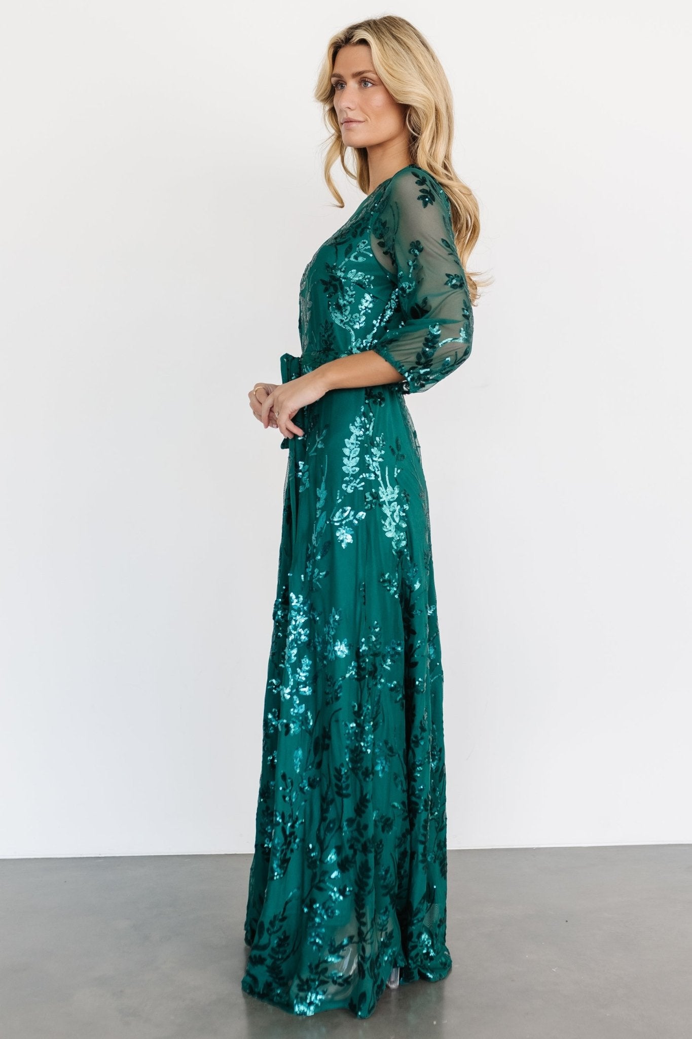 Destiny Sequin Maxi Dress | Emerald - Image 3