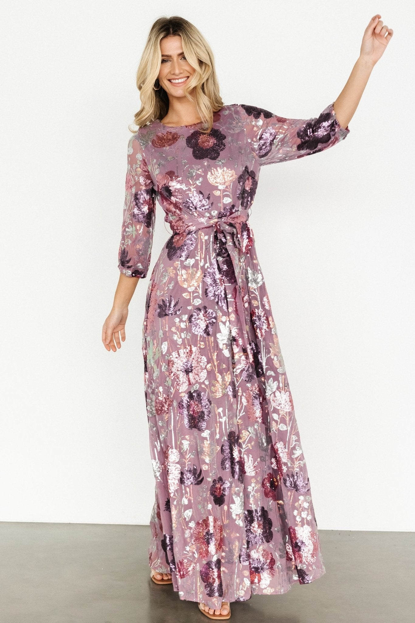 Destiny Sequin Maxi Dress | Lilac Floral - Image 6