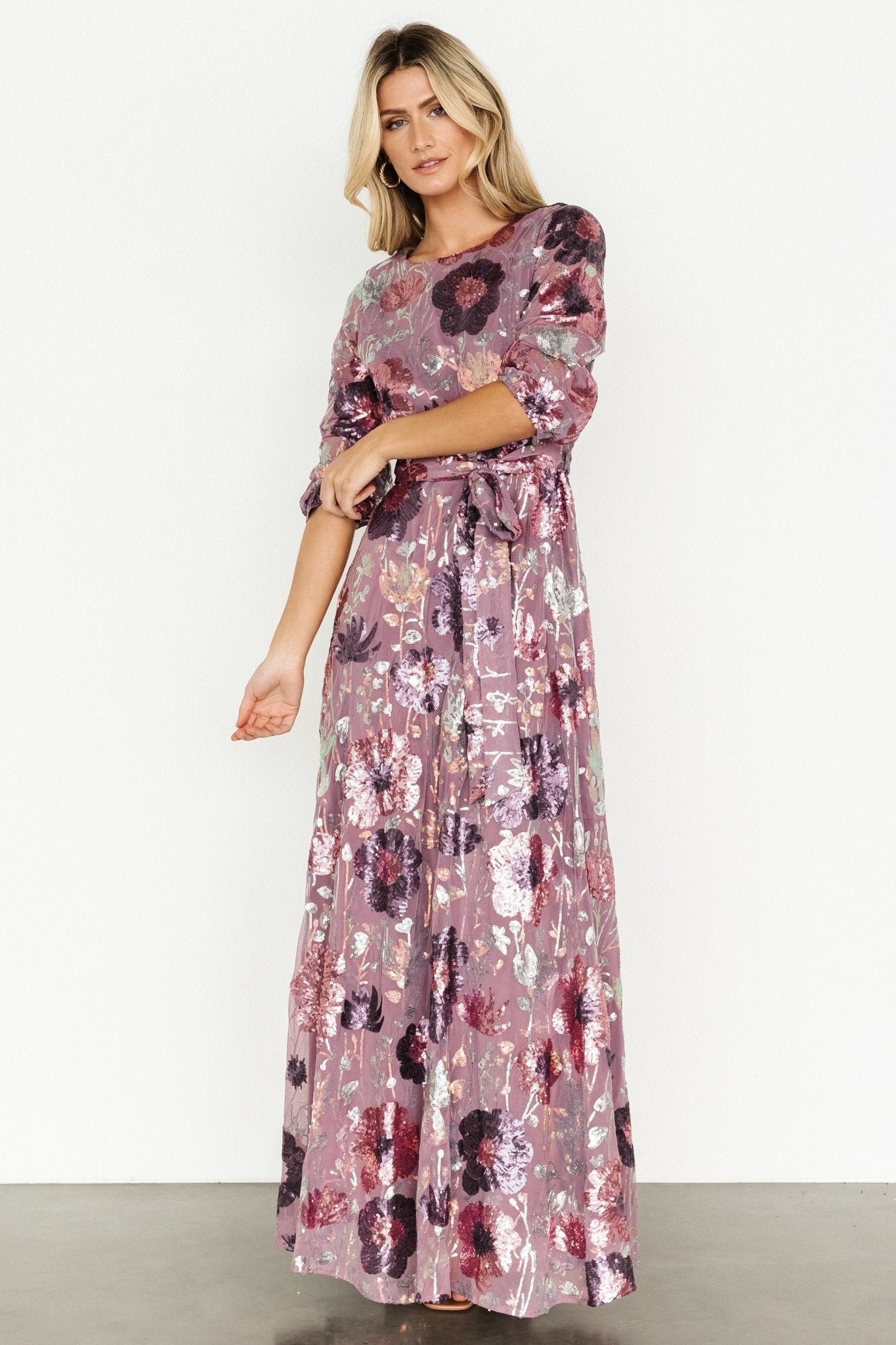 Destiny Sequin Maxi Dress | Lilac Floral - Image 7