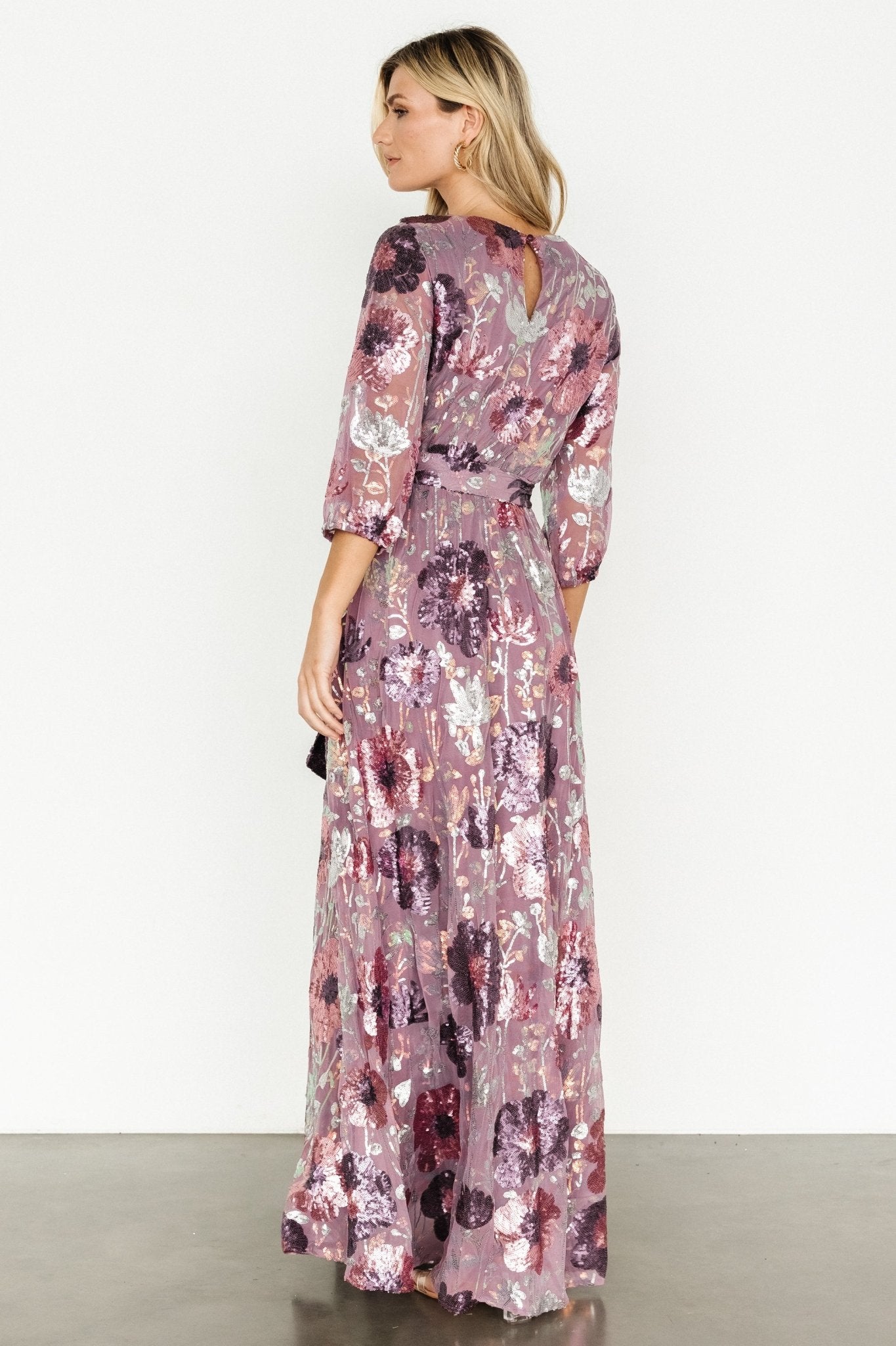 Destiny Sequin Maxi Dress | Lilac Floral - Image 4