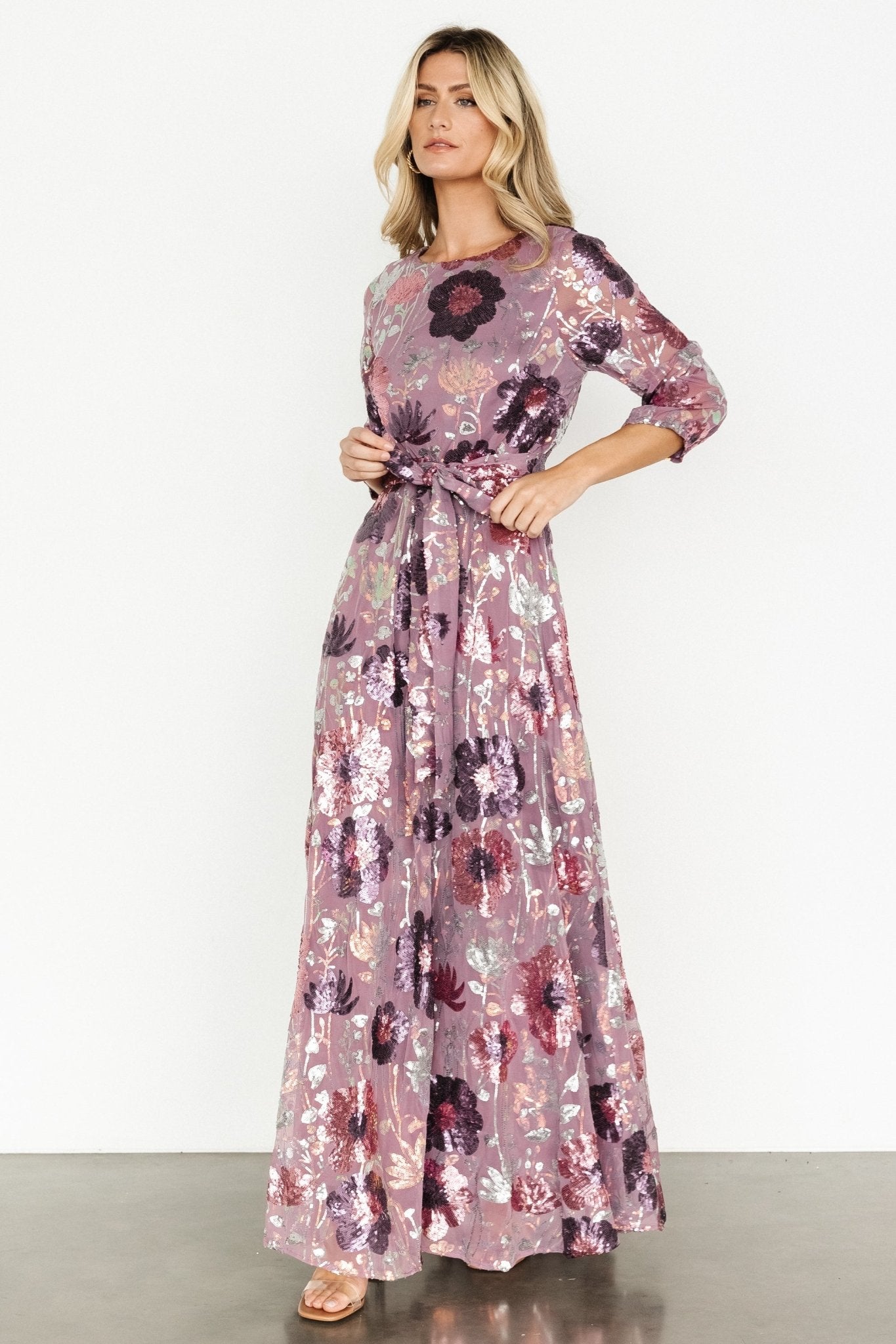 Destiny Sequin Maxi Dress | Lilac Floral - Image 5
