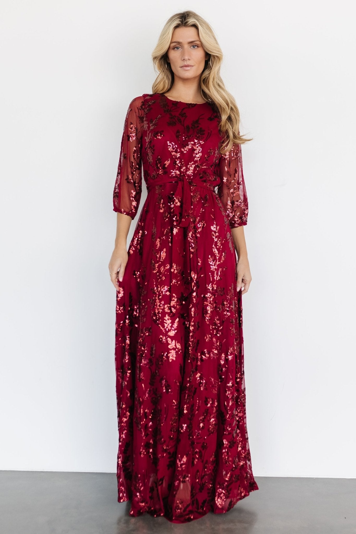 Destiny Sequin Maxi Dress | Wine - Image 5