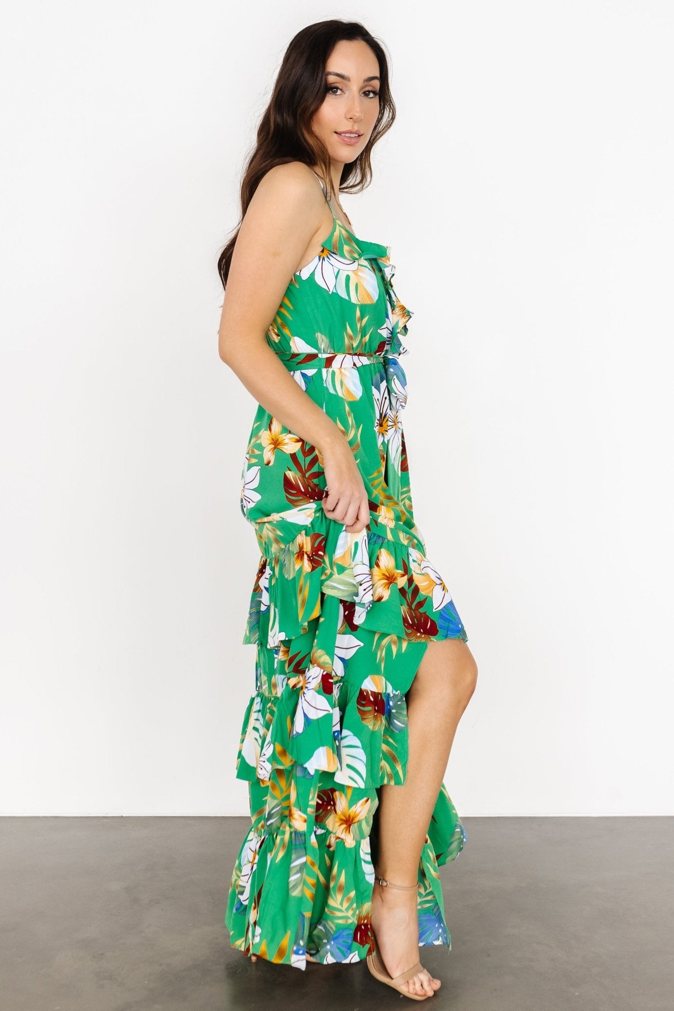 Dolores Ruffle Maxi Dress | Green Multi - Image 6
