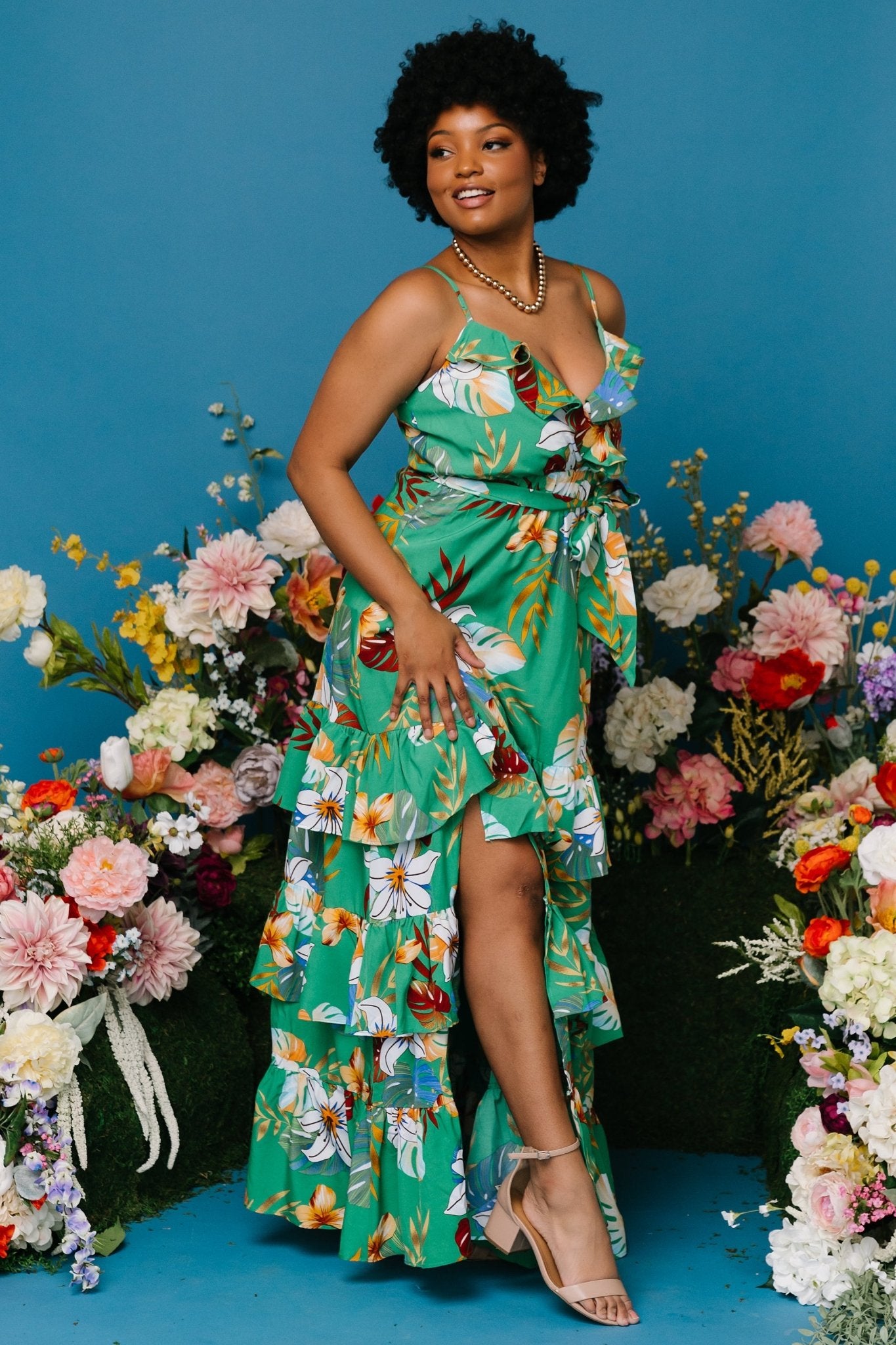 Dolores Ruffle Maxi Dress | Green Multi - Image 7