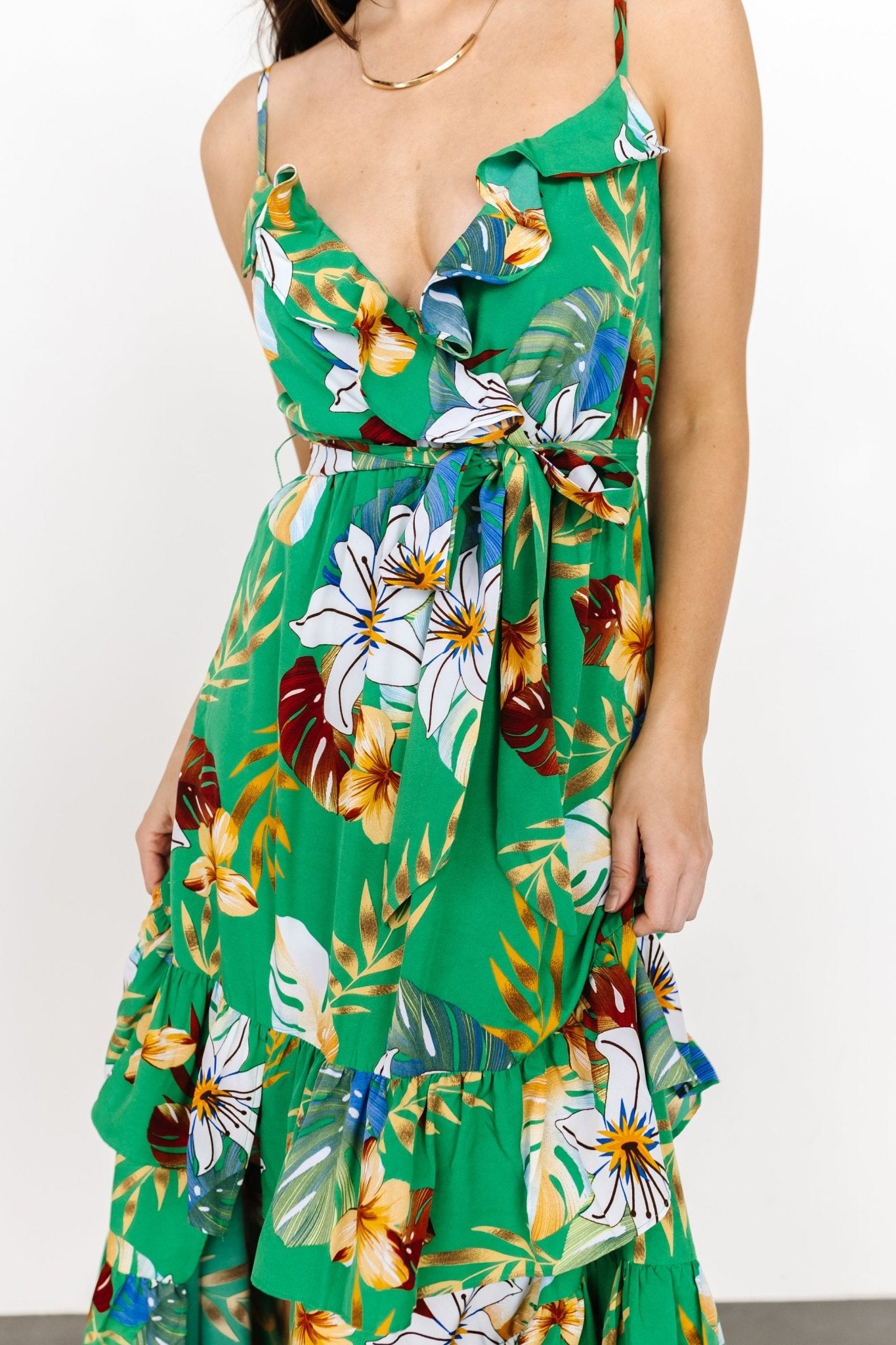 Dolores Ruffle Maxi Dress | Green Multi - Image 4
