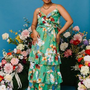 Dolores Ruffle Maxi Dress | Green Multi